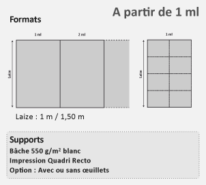 bâche formats et supports