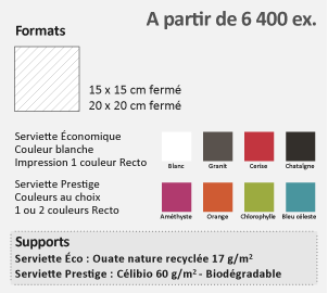 serviette formats et supports