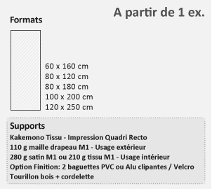 kakemono tissu formats et supports